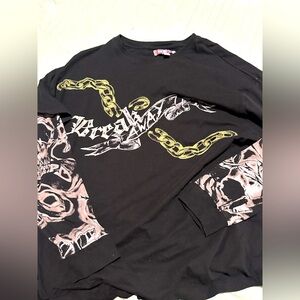 Oversized long sleeve shirt combo with skulls , “BREAK AWAY “